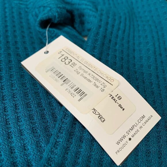 New Sympli Zag Sweater Teal Pullover Size Plus‎ 18 Long Sleeve - Picture 3 of 7